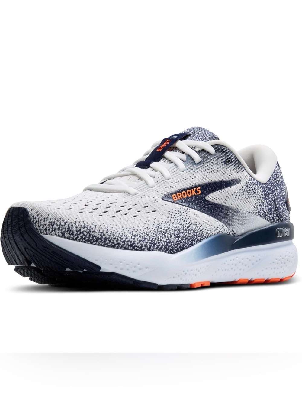 NWT Brooks Men's Ghost 16 Neutral Running Shoe - White, Navy & Orange Size 11.5